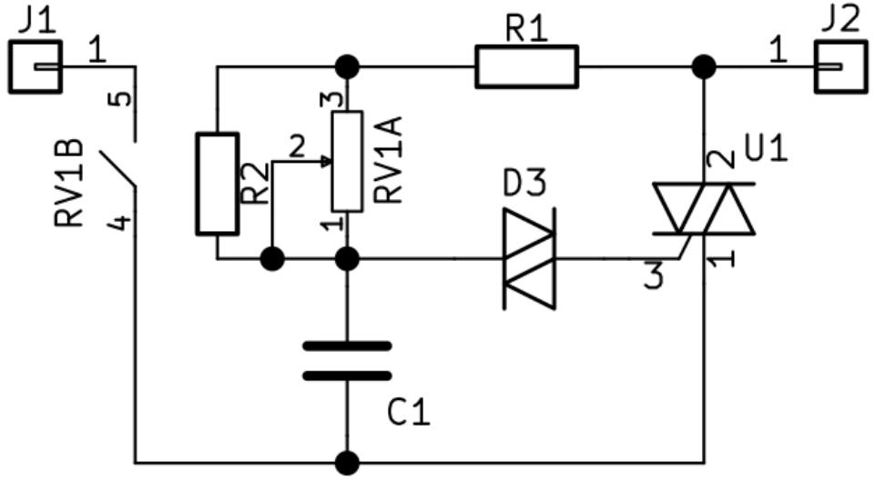 Принципиальная схема радиоконструктора RP216.6. Регулятора мощности 1 кВт 220 В