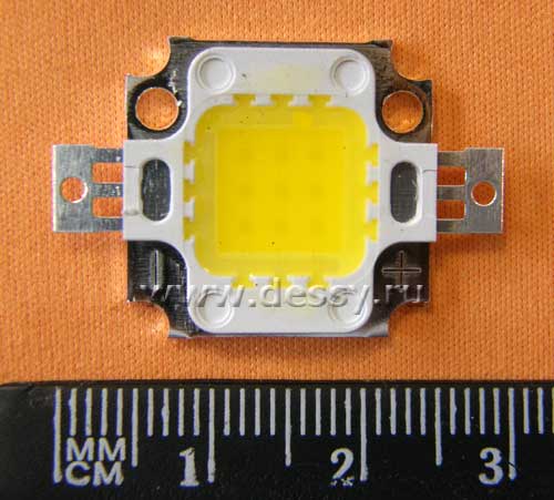 Светодиод мощный 10 Ватт. Цвет свечения - Белый холодный