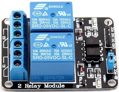 Модуль RA002. 2-х канальное реле 250 В ; 10 А. Питание 5 В