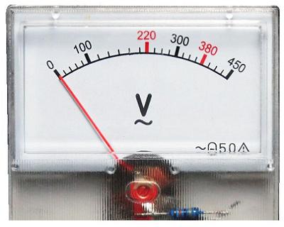 Модуль RI0122. Вольтметр стрелочный AC 0...450 Вольт.