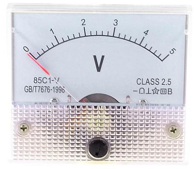 Модуль RI037. 85С1. Вольтметр стрелочный на 5 Вольт (шаг 0, 2 В).