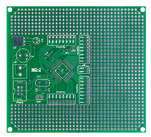 Плата печатная макетная двусторонняя MD-2 под процессор AVR