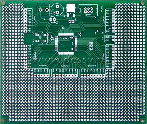 Плата печатная макетная двусторонняя MD-3 под процессор AVR MEGA